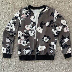 Woman’s Grey Floral Bombers Jacket